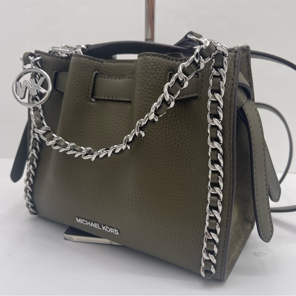 Michael Kors Handbags - MICHAEL KORS Mina Small Chain Convertible Crossbody XBody Bag
Olive Belted Chain